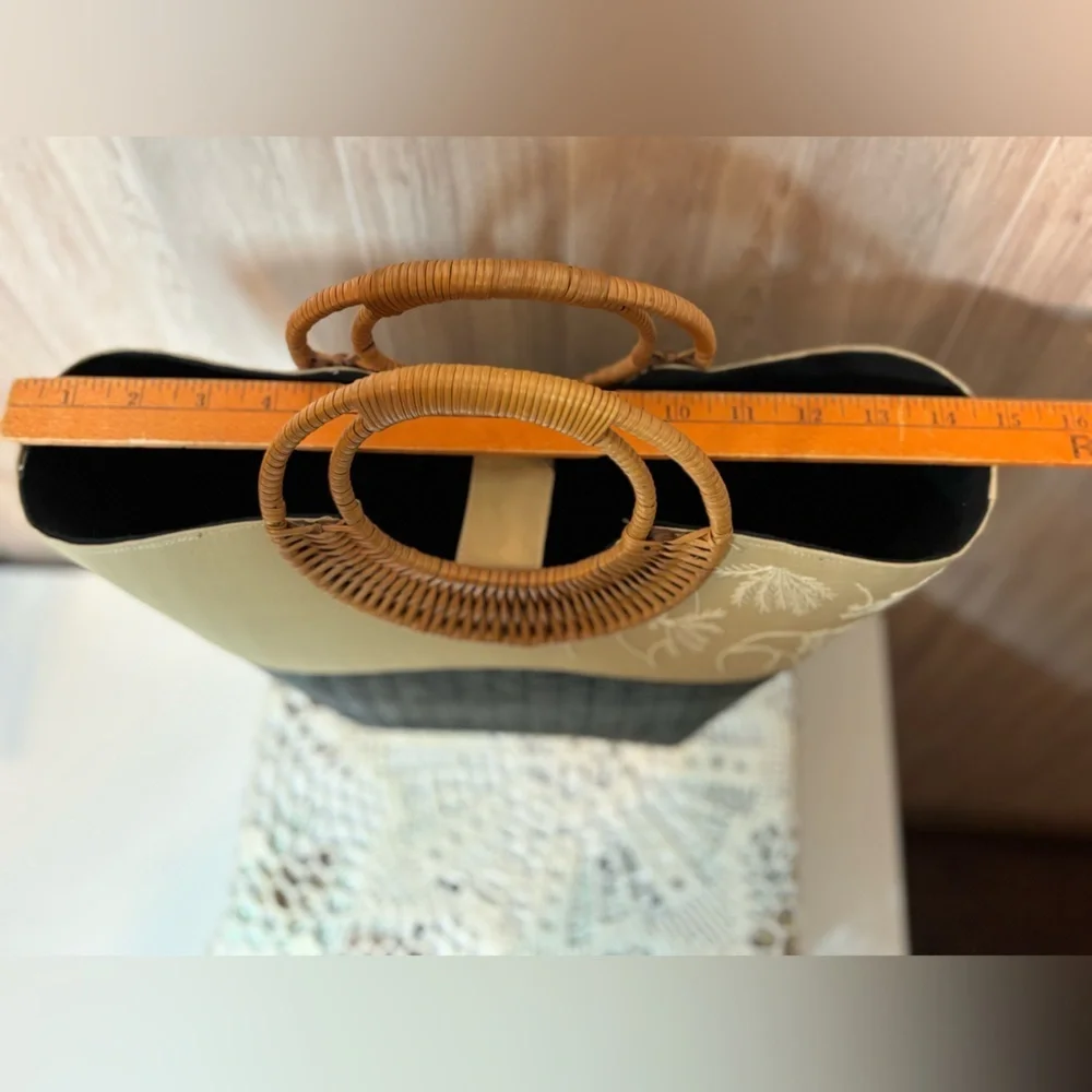 Mad Bags Black and Tan Canvas and Woven Tote Bag - Picture 9 of 12